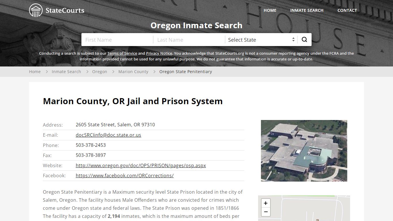 Oregon State Penitentiary Inmate Records Search, Oregon - StateCourts